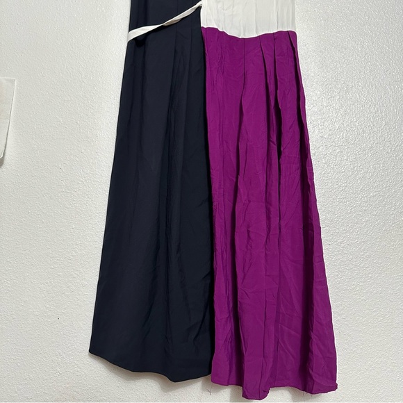 ZARA Women Pleated Patchwork Dress Navy Blue M - Picture 11 of 12